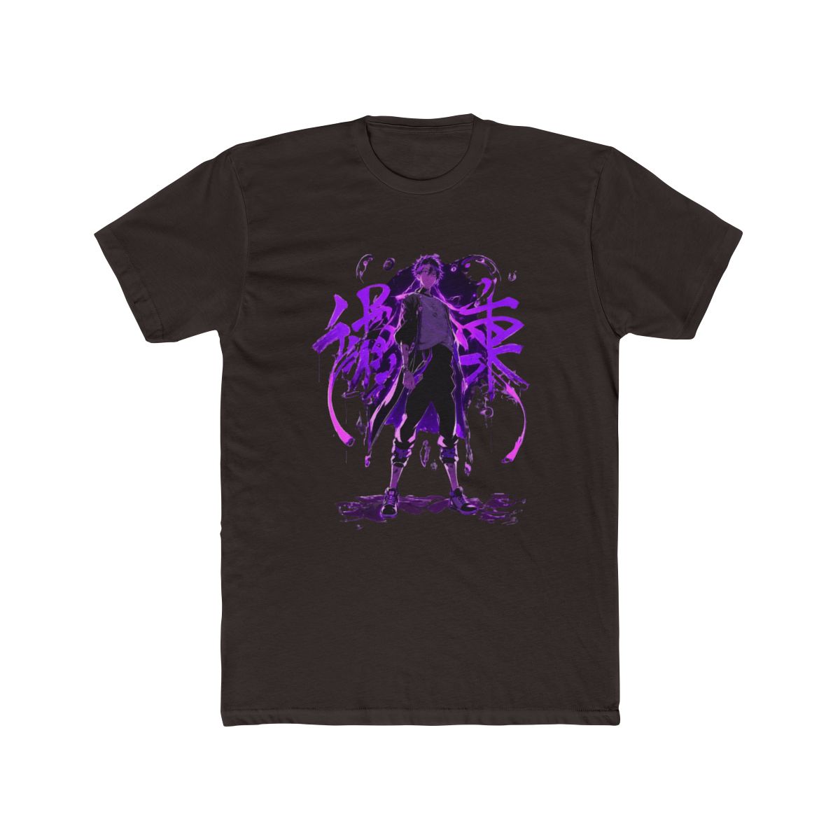 Dynamic Anime Character Purple Neon Glow Art T Shirt | Solo Leveling - alternate angle 3, merchandise