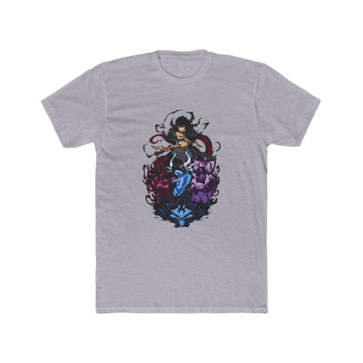 Sung Jinwoo & Summons - Solo Leveling Anime Art T Shirt - alternate angle 5, merchandise